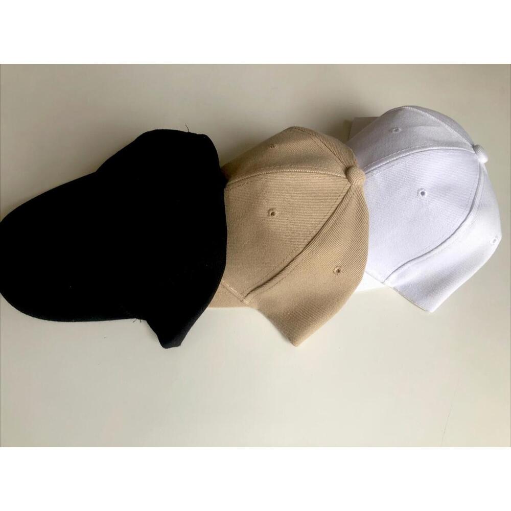 3pcs Baseball Caps, Black/White/Khaki